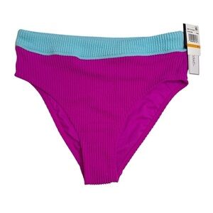 Salt + Cove Color Blocked Bikini Bottoms Pink / Fuchsia & Blue Small New